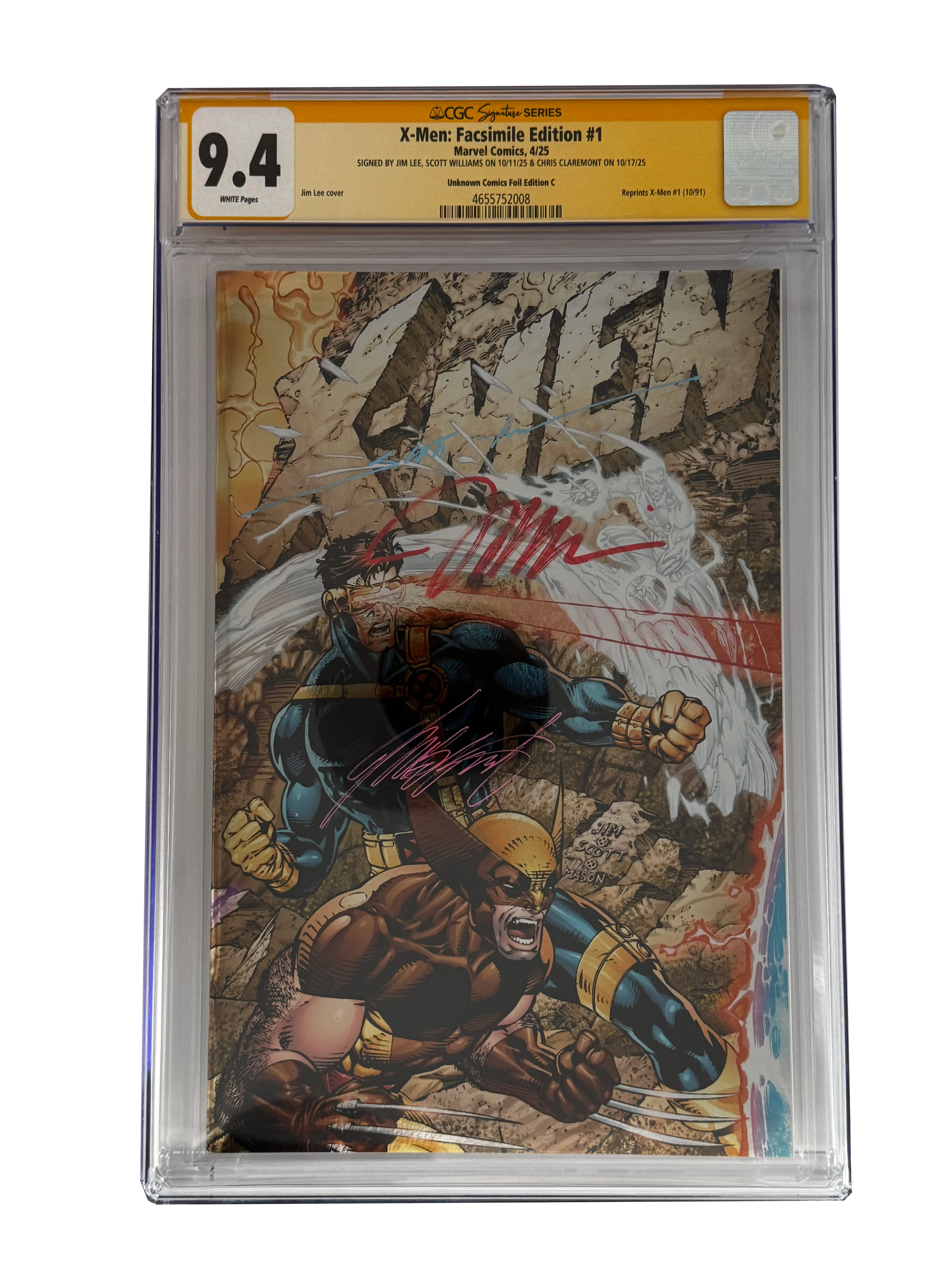 [TRIPLE SIGNED CGC YELLOW LABEL 4 PACK FOIL] X-Men 1991 #1 Facsimile Jim Lee | Claremont |  Williams Cover Var [Set #2] - Image 3