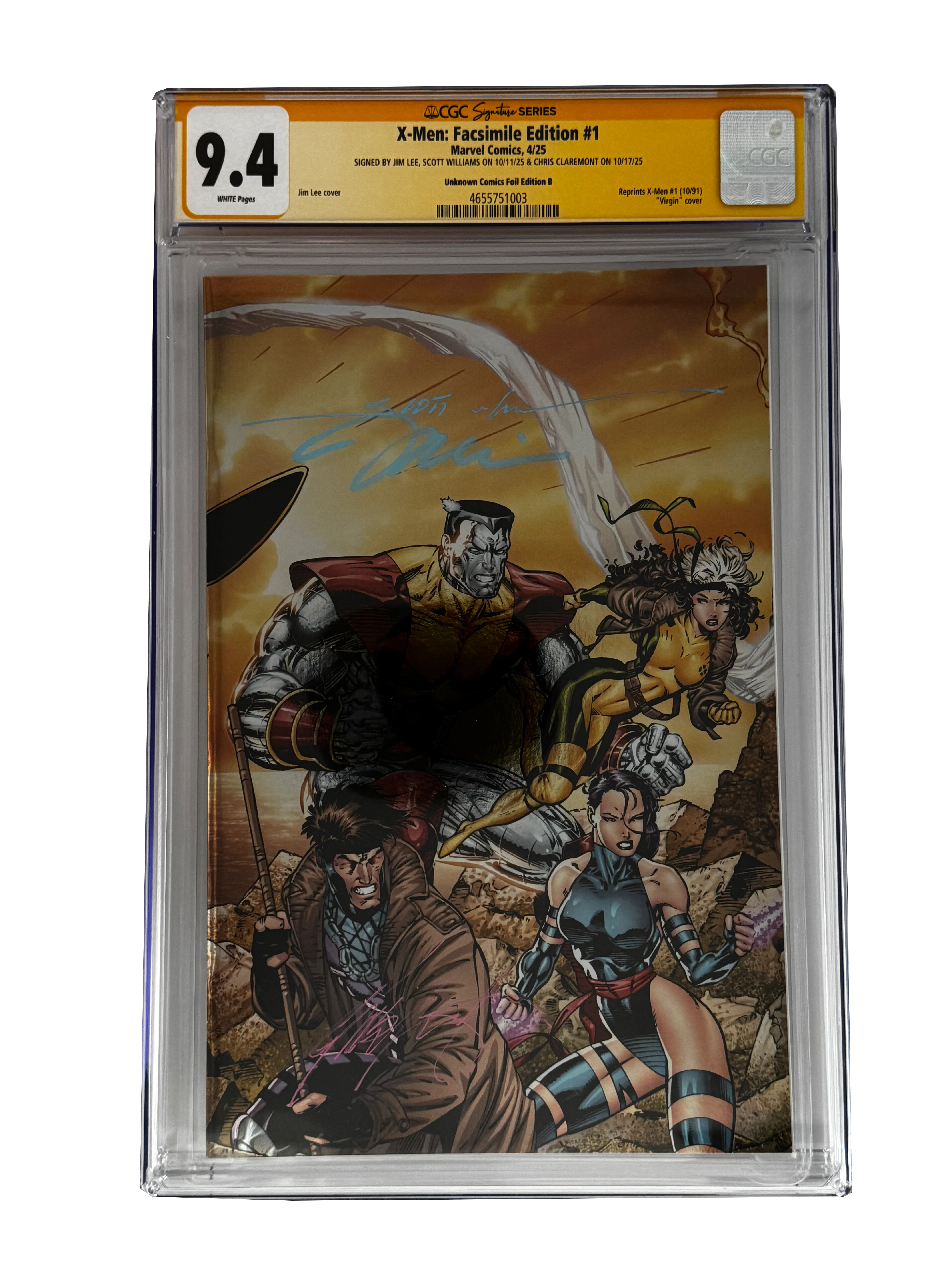 [TRIPLE SIGNED CGC YELLOW LABEL 4 PACK FOIL] X-Men 1991 #1 Facsimile Jim Lee | Claremont |  Williams Cover Var [Set #3] - Image 3