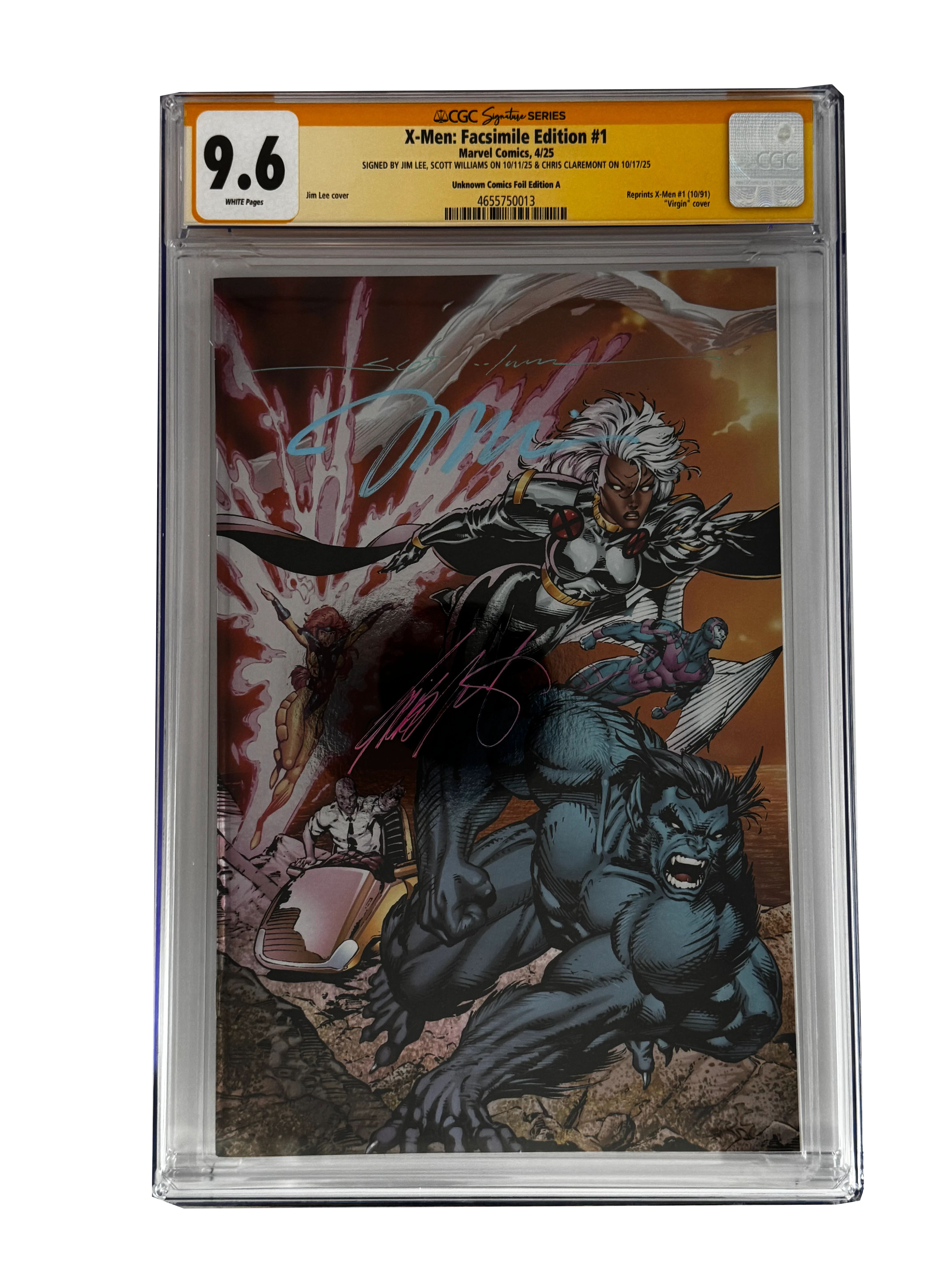 [TRIPLE SIGNED CGC YELLOW LABEL 4 PACK FOIL] X-Men 1991 #1 Facsimile Jim Lee | Claremont |  Williams Cover Var [Set #3] - Image 4