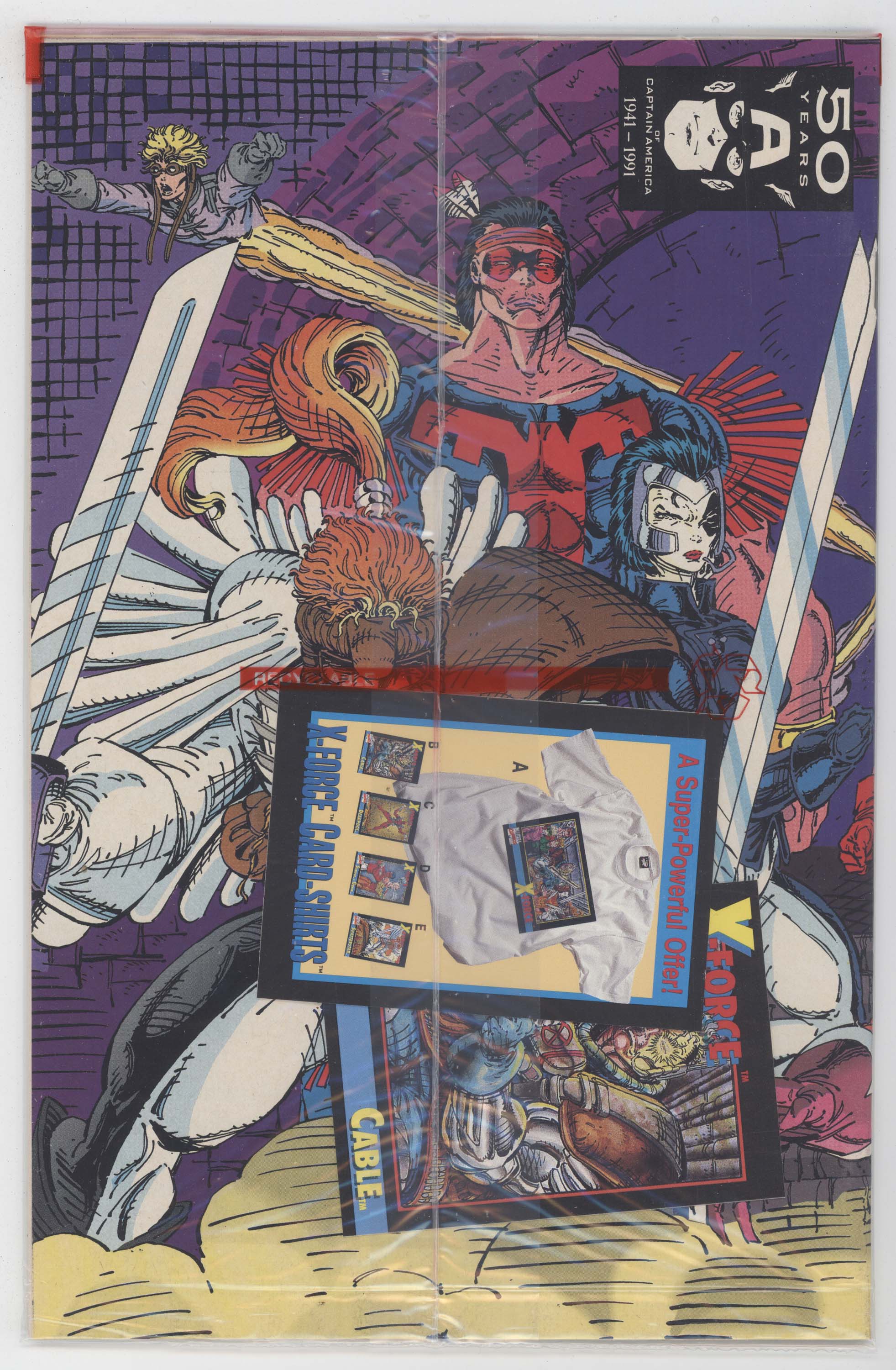 X-Force 1 Marvel 1991 NM Polybag Cable Card Rob Liefeld - Image 2